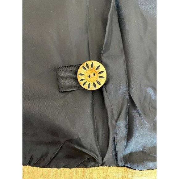 Vintage Indigo Moon Jacket Gold Floral Embroidered Boho Art Lined Buttons Small - Picture 6 of 8